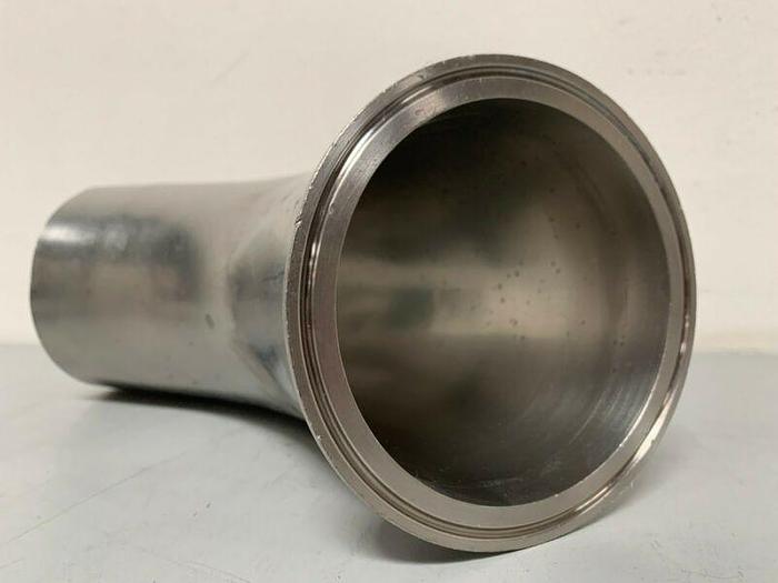 Used Stainless Steel 45 Degree Reducer w/ One Sanitary Fitting 4.5" to 4"