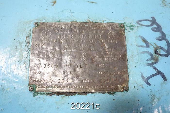 Used Philadelphia 3509 Right Angle Gear Reducer, Size 3509, Type Blt, Ratio 11.4/1 #20221