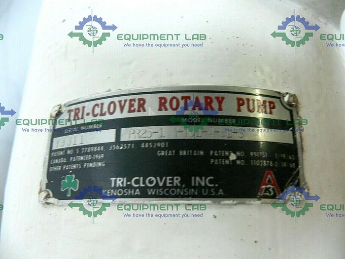 Used Tri-Clover PR25-1 M-TC1-4-SL-S Rotary Lobe Pump w/ Gear Reducer and 1HP Motor