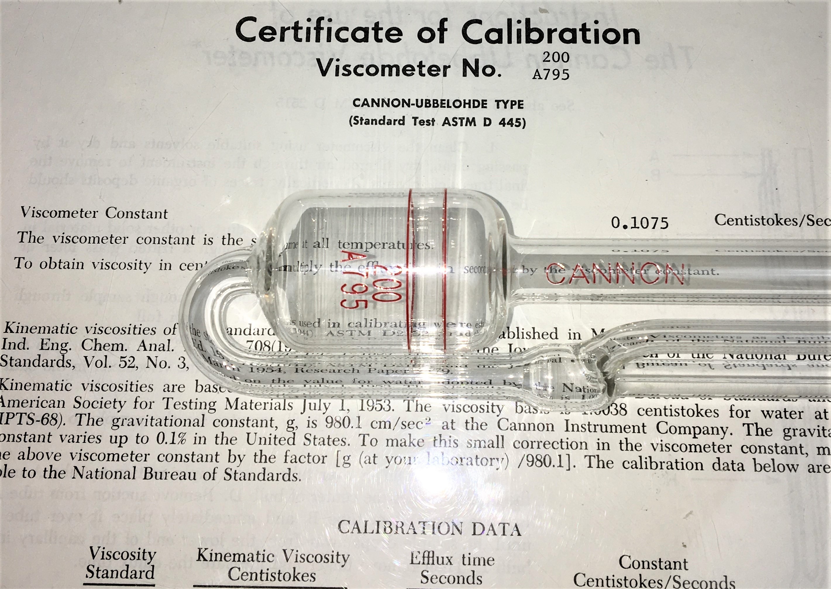 New open box CannonUbbelohde CUC200 Certified Tube Size