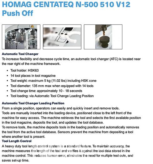 Used Homag N500 CNC Router