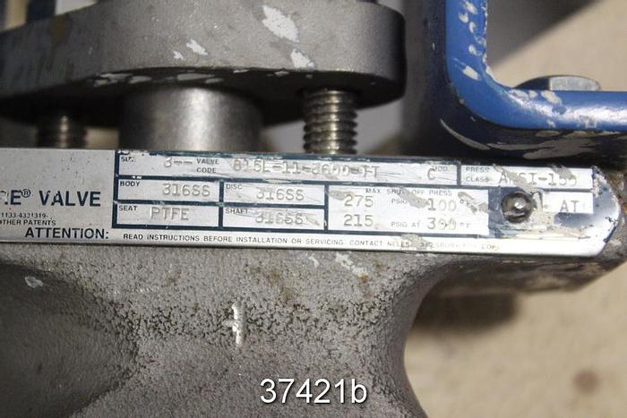 Used Jamesbury 3" Hand Operated Butterfly Valve, 815L-11-3600TT #37421