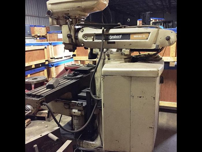 Used Bridgeport Series II Vertical Milling Machine, Table 11" X 58", X Travel 30", Y Travel 15", 4 HP, 50-3500 RPM, Power Draw Bar