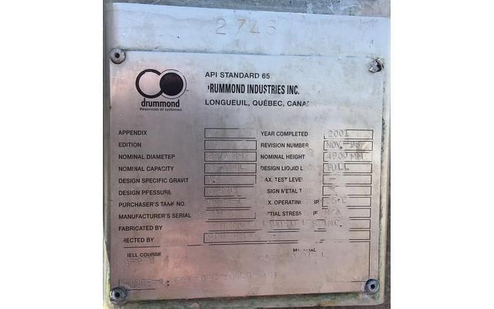 D'occasion USED 8900 GALLON TANK, API 650, 316L STAINLESS STEEL