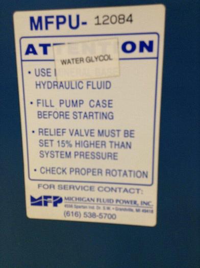 Used MICHIGAN FLUID POWER Hydraulic Power Pack RM-08-22 Used