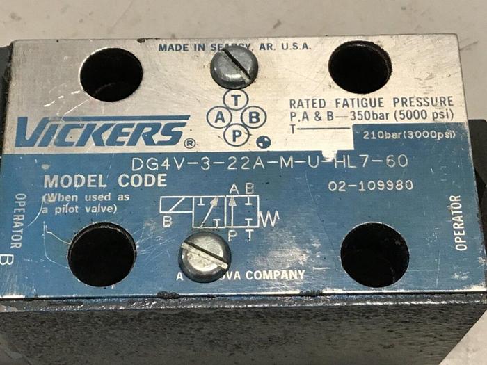Used VICKERS Directional Hydraulic Valve DG4V322AMUHL760 Used