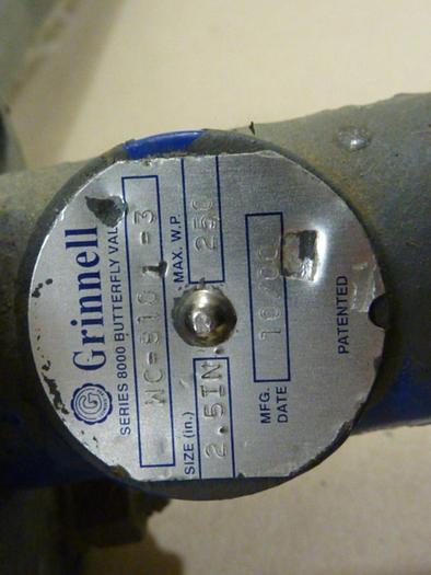 Used GRINNELL 2.5" Butterfly Valve WC-8101-3-2.5IN #60335