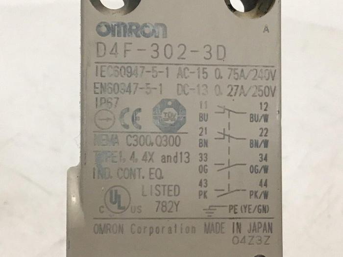 Used OMRON Limit Switch D4F-302-3D #128323