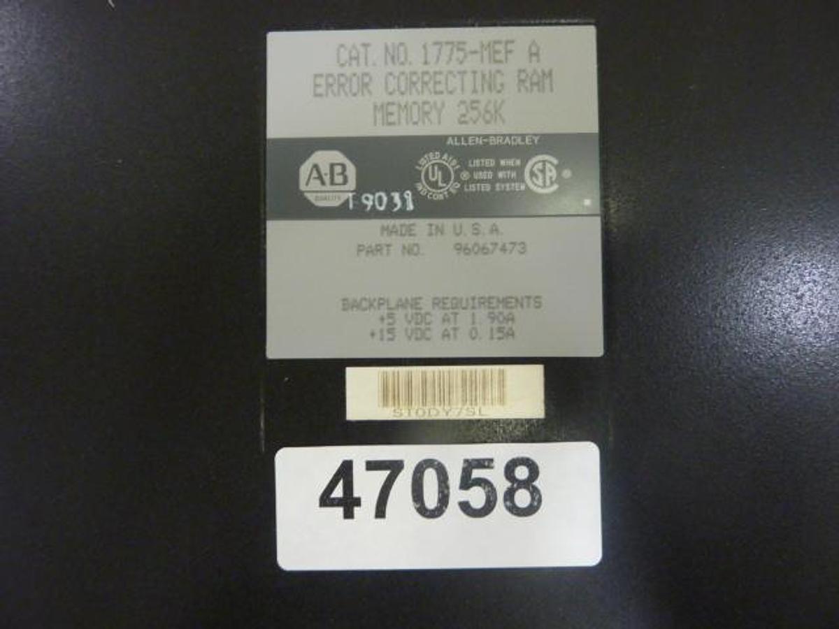 Used ALLEN BRADLEY Error Correcting Ram Memory 1775-MEF SER A #47058