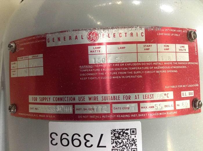 Used GENERAL ELECTRIC Explosion Proof Lighting Fixture H9115S3PHH Used