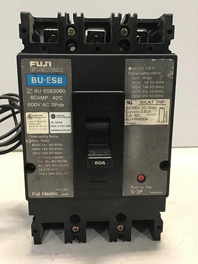 Used FUJI ELECTRIC 60 Amp Circuit Breaker BU-ESB3060 #127465
