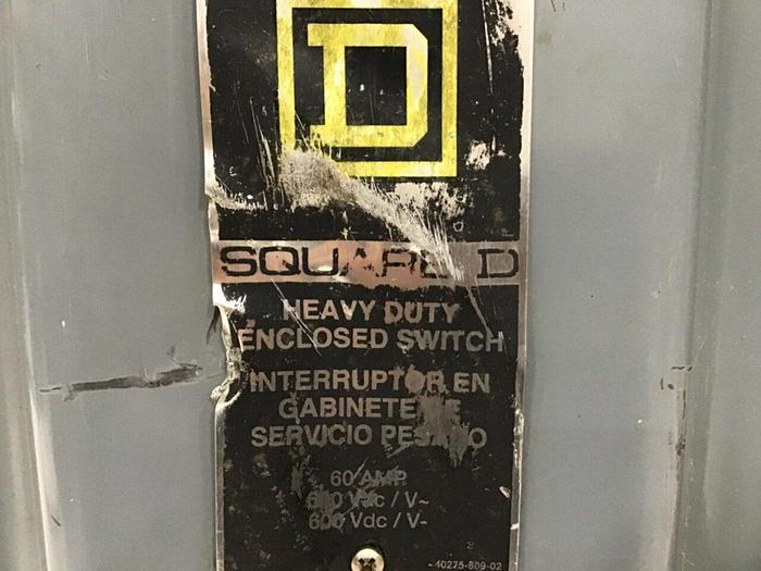 Used SQUARE D Safety Disconnect Switch H362 F1 #130007