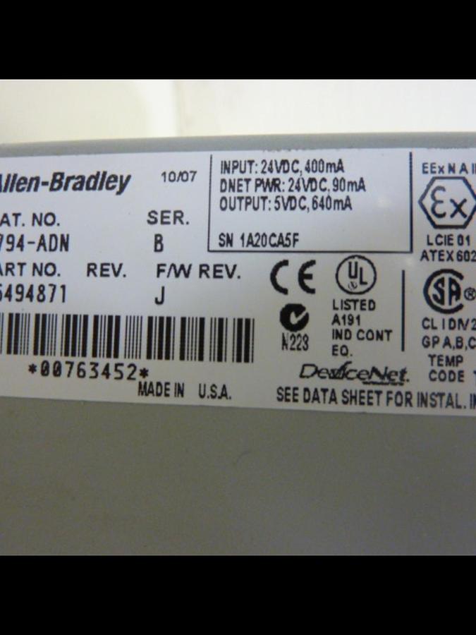 Used ALLEN BRADLEY Devicenet Adapter 1794-ADN SER B USED