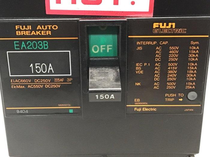 Used FUJI ELECTRIC 150 Amp Circuit Breaker EA203B-150 Used
