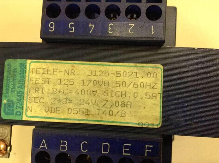 Used ELEKTRONIK 0.17 kVA Transformer J125-5021.00 #68286
