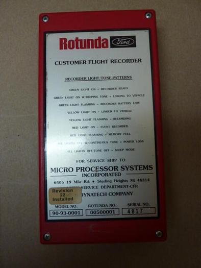 Used FORD Rotunda Customer Flight Recorder 90-93-0001 #30238