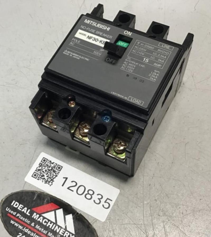 Used MITSUBISHI 15 Amp Breaker NF30-KB USED