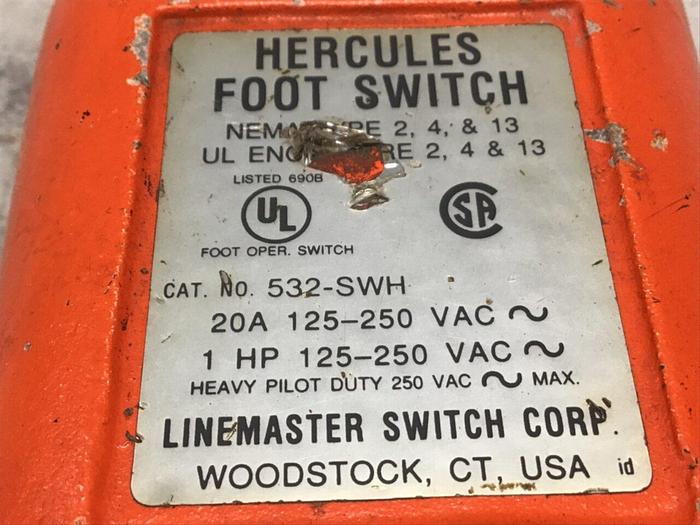 Used LINEMASTER Hercules Foot Switch 532-SWH #140632