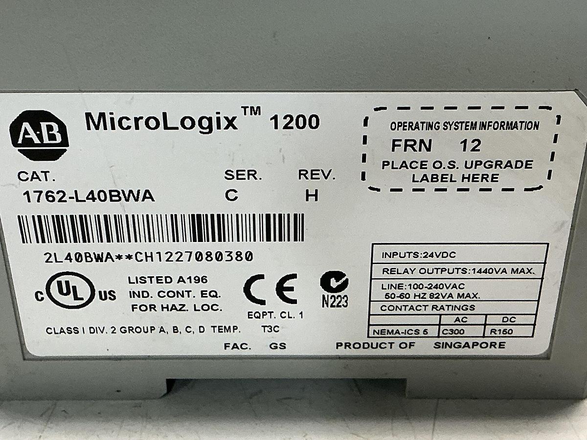 Used ALLEN BRADLEY 1762-L40BWA