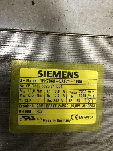 Used SIEMENS Servo Motor 1FK7063-5AF71-1EB0 Used