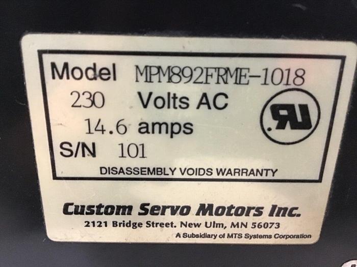 Used CUSTOM SERVO Servo Motor MPM892FRME-1018 Used