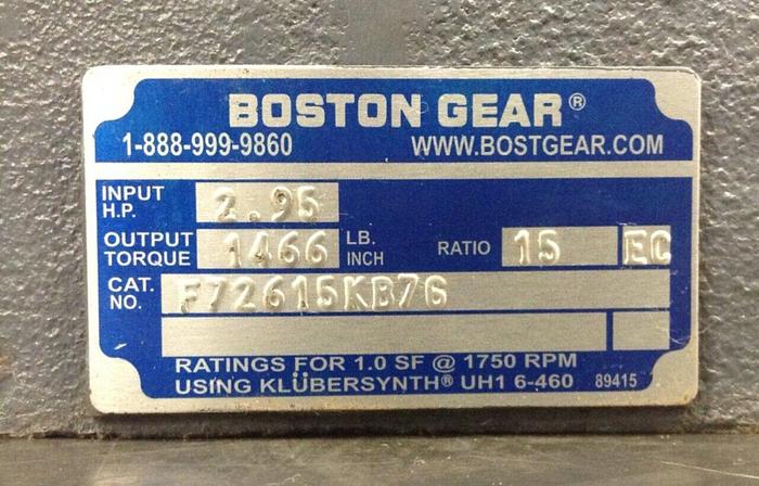 Used BOSTON GEAR Gear Reducer F72615KB7G USED