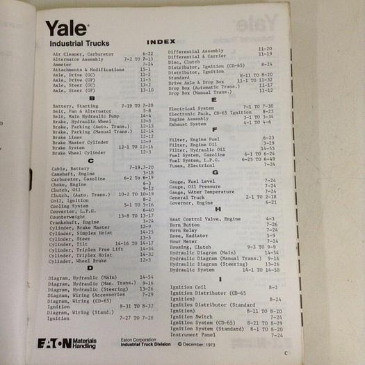 Used YALE Maintenance & Parts Manual MANUAL968 #70968