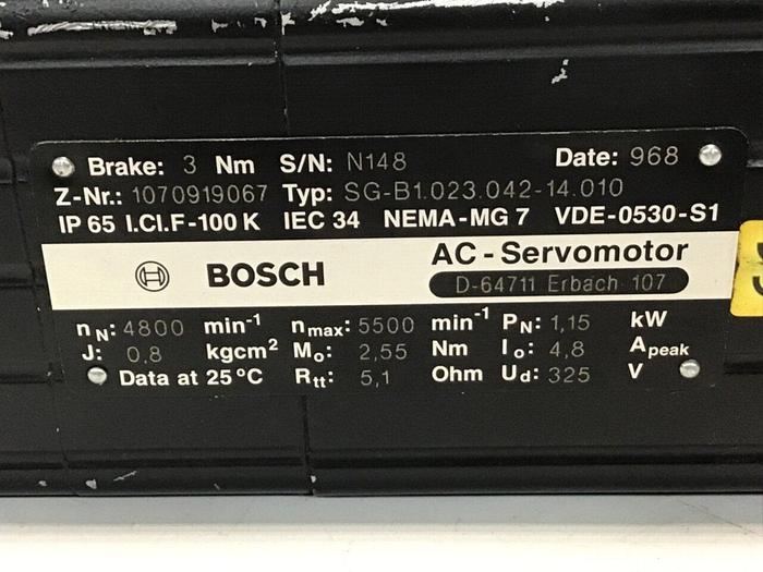 Used BOSCH Servo Motor SG-B102304214010 #130232