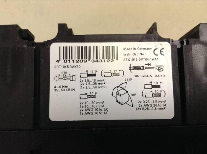 Used SIEMENS Contactor 3RT1 045-3AK60 USED