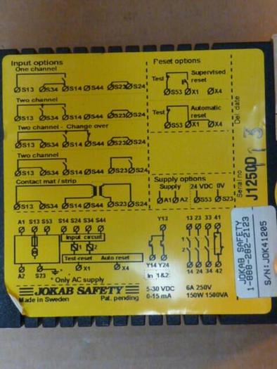 Used JOKAB SAFETY Safety Relay RT6 #22073