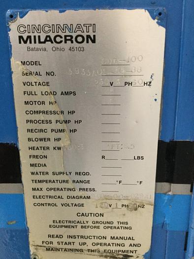 Used CINCINNATI MILACRON 100 CFM Desiccant Dryer CDD-100 Used