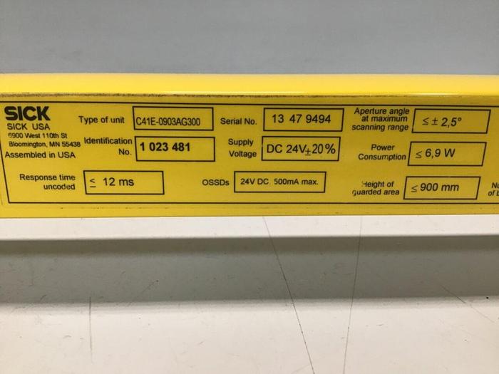 Used SICK Safety Light Curtain C41S-0903AA300 #115259