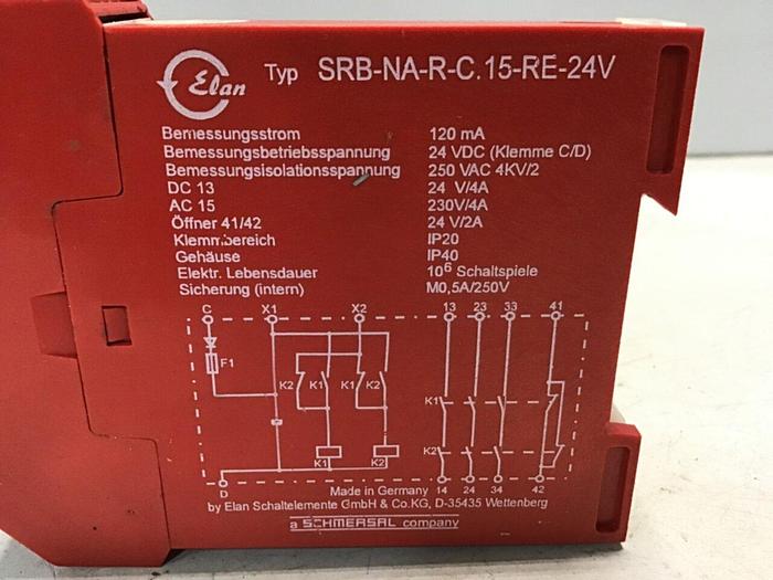 Used ELAN Safety Relay SRB-NA-R-C15-RE-24V #129306