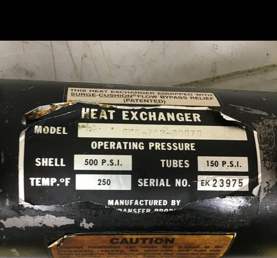 Used THERMAL TRANSFER Heat Exchanger EKS-712-80876 USED