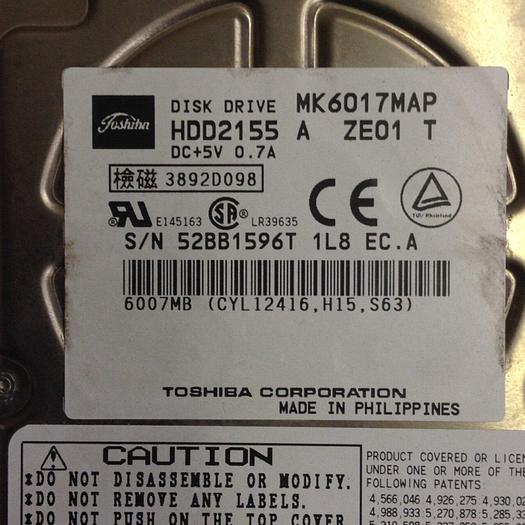 Used TOSHIBA Disk Drive MK6017MAP #85102