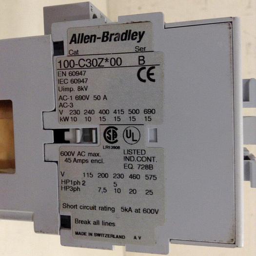 Used ALLEN BRADLEY Contactor 100-C30Z.00 SER B #76191