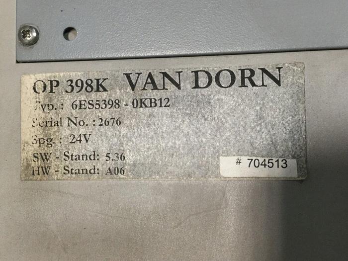 Used VAN DORN OP 398K Pathfinder Control 6ES5 398-OKB12 Used