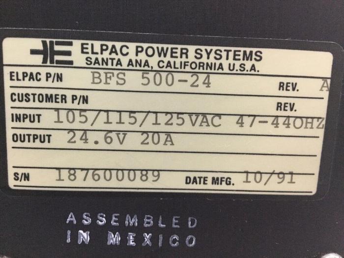 Used ELPAC POWER SYSTEM Power Supply BFS 500-24 #115963