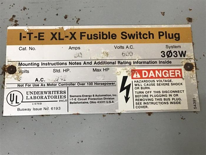 Used SIEMENS 30 Amp Switch XL-X RV361 #137253