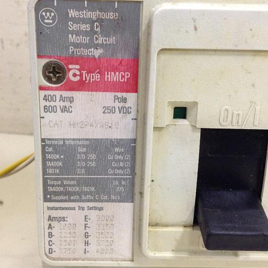 Used WESTINGHOUSE 400 Amp Circuit Breaker HM2P4XWS10 #75059