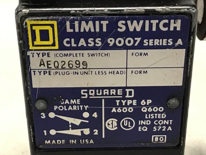 Used SQUARE D Limit Switch 9007-AEQ2699 #121409