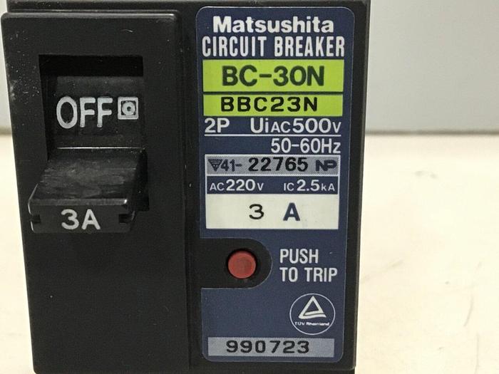 Used MATSUSHITA 3 Amp Circuit Breaker BC-30N-3-2P #119790
