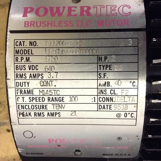 Used POWERTEC Die Height Adjust Motor w/ Gearbox 04VCBN2A8.0AB Used