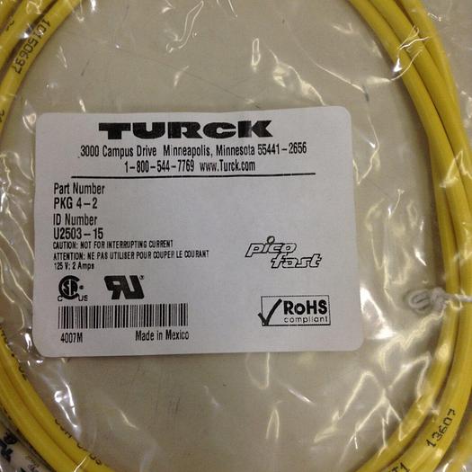 Used TURCK ELEKTRONIK Cordset Cable PKG 4-2 #82683