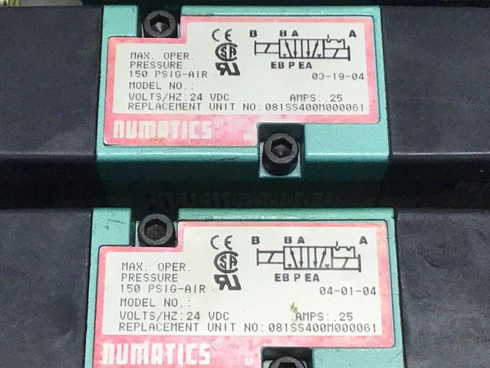 Used NUMATICS Control Block w/ Valves 081SS400M000061 #130803