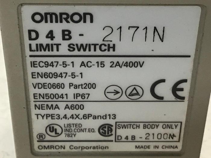 Used OMRON Limit Switch D4B-2171N #122007