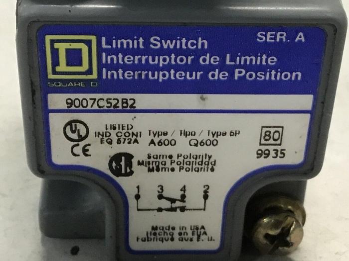 Used SQUARE D Limit Switch 9007-C52B2 #122020