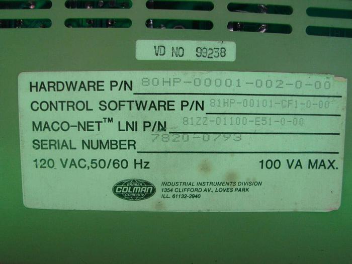 Used BARBER COLMAN Pressure/Flow Module 80HP-00001-002-0-00 Used