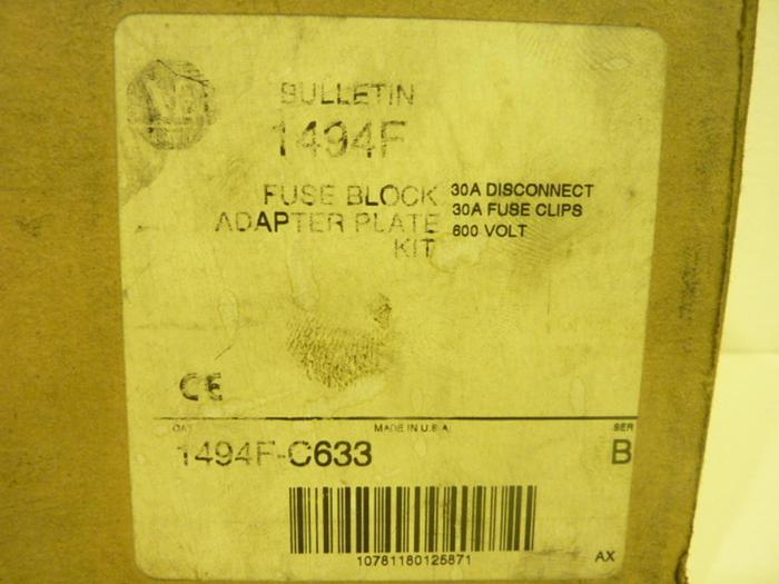 ALLEN BRADLEY 30 Amp Fuse Block Plate 1494F-C633 SER B #43487
