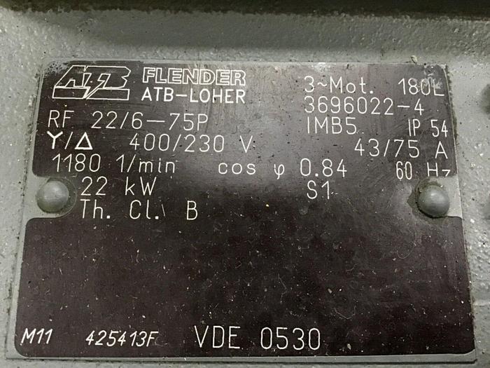 Used ATB FLENDOR 29.5 HP Motor RF22/6-75P Used